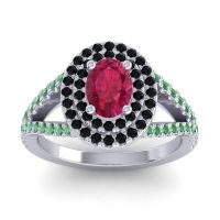 Ornate Oval Halo Dhala Ring