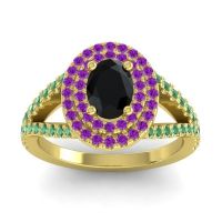 Ornate Oval Halo Dhala Ring