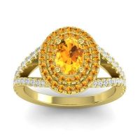 Ornate Oval Halo Dhala Ring