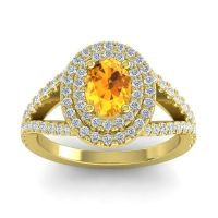 Ornate Oval Halo Dhala Ring