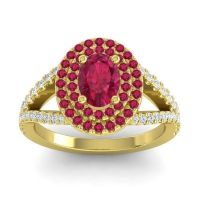 Ornate Oval Halo Dhala Ring