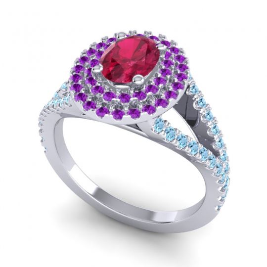 Ornate Oval Halo Dhala Ring