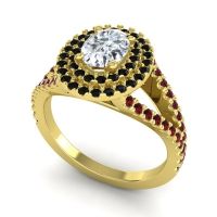 Ornate Oval Halo Dhala Ring