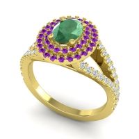 Ornate Oval Halo Dhala Ring