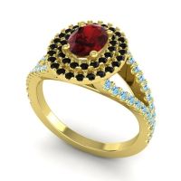 Ornate Oval Halo Dhala Ring