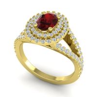 Ornate Oval Halo Dhala Ring
