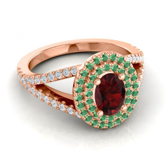 Ornate Oval Halo Dhala Ring