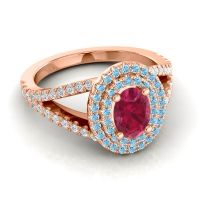 Ornate Oval Halo Dhala Ring
