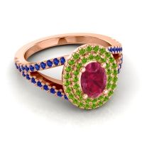 Ornate Oval Halo Dhala Ring