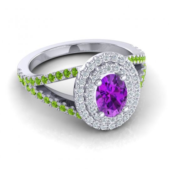 Ornate Oval Halo Dhala Ring