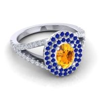 Ornate Oval Halo Dhala Ring