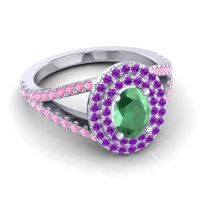 Ornate Oval Halo Dhala Ring