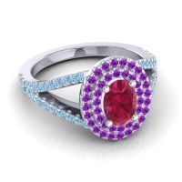 Ornate Oval Halo Dhala Ring
