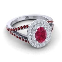 Ornate Oval Halo Dhala Ring