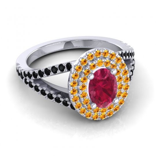 Ornate Oval Halo Dhala Ring