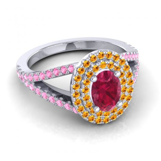 Ornate Oval Halo Dhala Ring