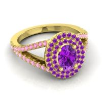 Ornate Oval Halo Dhala Ring