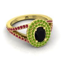 Ornate Oval Halo Dhala Ring