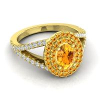 Ornate Oval Halo Dhala Ring