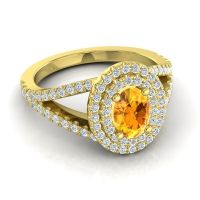 Ornate Oval Halo Dhala Ring