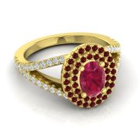 Ornate Oval Halo Dhala Ring