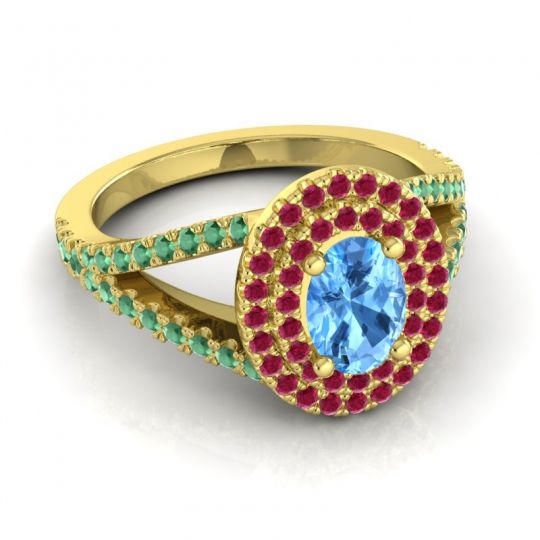 Ornate Oval Halo Dhala Ring