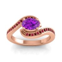 Amethyst Ring In 14K Rose Gold With Garnet And Ruby Phala Oval Modern Ring