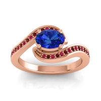 Lab Blue Sapphire Ring In 14K Rose Gold With Garnet And Ruby Phala Oval Modern Ring
