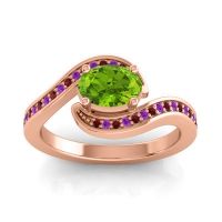 Peridot Ring In 18K Rose Gold With Amethyst And Garnet Phala Oval Modern Ring