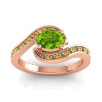 Peridot Ring In 18K Rose Gold With Citrine And Emerald Phala Oval Modern Ring