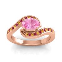 Pink Tourmaline Ring In 18K Rose Gold With Ruby And Citrine Phala Oval Modern Ring