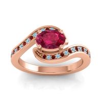Ruby Ring In 14K Rose Gold With Aquamarine And Garnet Phala Oval Modern Ring