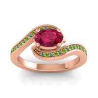 Ruby Ring In 18K Rose Gold With Peridot And Emerald Phala Oval Modern Ring