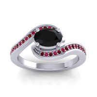 Black Onyx Ring In 14k White Gold With Ruby And Garnet Phala Oval Modern Ring