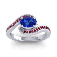 Lab Blue Sapphire Ring In Palladium With Ruby And Garnet Phala Oval Modern Ring