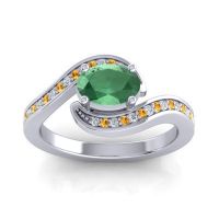 Emerald Engagement Ring In Palladium With Citrine And Diamond - Phala Oval Modern Ring