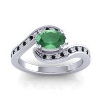 Emerald Ring In Palladium With Diamond And Black Onyx Phala Oval Modern Ring