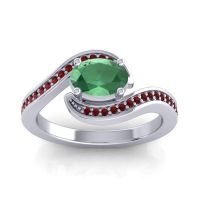 Emerald Ring In Palladium With Garnet Phala Oval Modern Ring