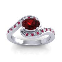 Garnet Ring In Platinum With Diamond And Ruby Phala Oval Modern Ring