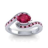 Ruby Ring In Palladium With Pink Tourmaline And Garnet Phala Oval Modern Ring