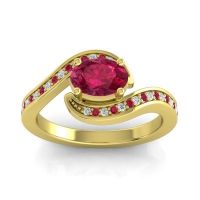 Ruby Engagement Ring In 14k Yellow Gold With Diamond - Phala Oval Modern Ring