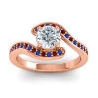 Lab Diamond Ring In 14K Rose Gold With Blue Sapphire And Garnet Nidra Round Modern Ring