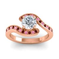 Lab Diamond Ring In 18K Rose Gold With Garnet And Pink Tourmaline Nidra Round Modern Ring