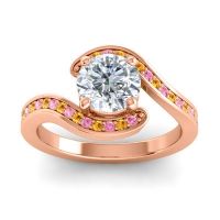 Diamond Ring In 18K Rose Gold With Citrine And Pink Tourmaline Asakta Round Modern Ring