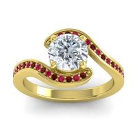 Diamond Ring In 14k Yellow Gold With Ruby And Garnet Asakta Round Modern Ring