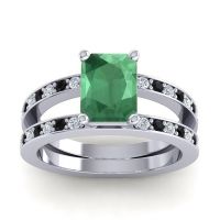 Emerald Ring In Palladium With Diamond And Black Onyx Yamala Emerald Modern Ring
