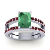 Emerald Ring In Palladium With Garnet Yamala Emerald Modern Ring