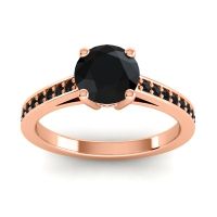 Black Onyx Ring In 18K Rose Gold With Ruby Hasa Round Classic Ring