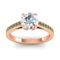 Diamond Ring In 14K Rose Gold With Citrine And Emerald Hasa Round Classic Ring