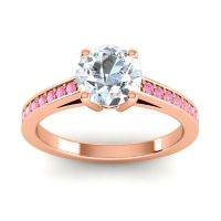 Diamond Ring In 14K Rose Gold With Garnet And Pink Tourmaline Hasa Round Classic Ring